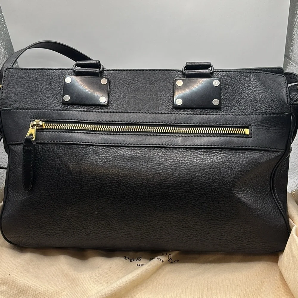 Rag & Bone black medium pilot satchel handbag w/dust bag top handle leather boho - Picture 6 of 15
